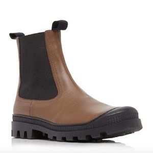 Rubber-Paneled Leather Chelsea Boots
